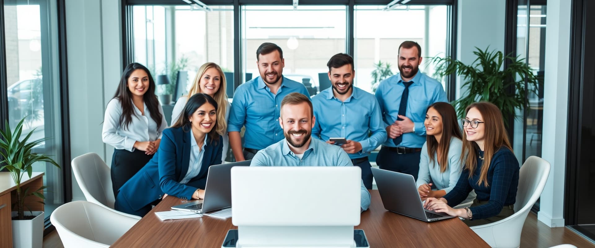 Team collaborating in a meeting room